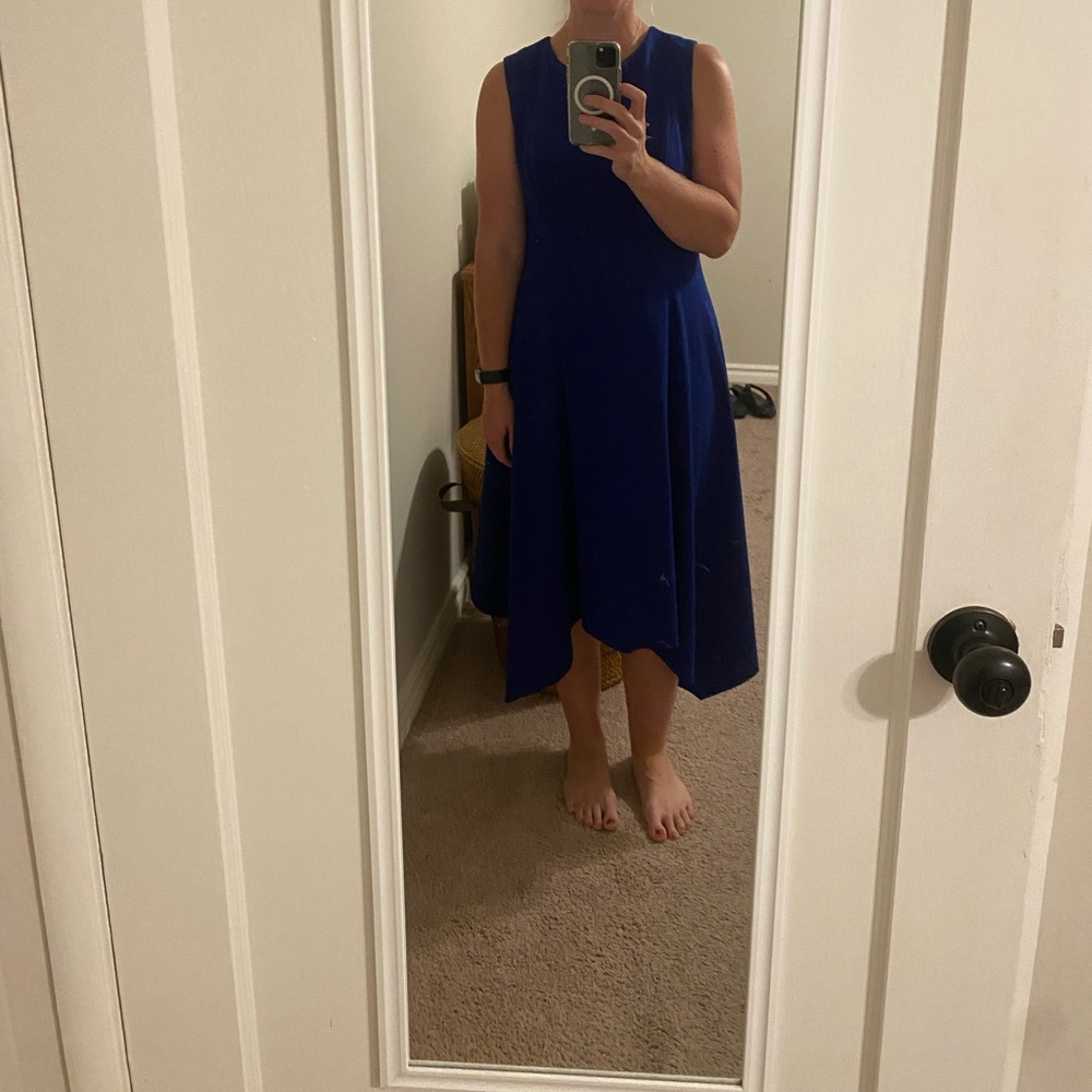 Dkny Blue Sleeveless A-Line Midi Dress